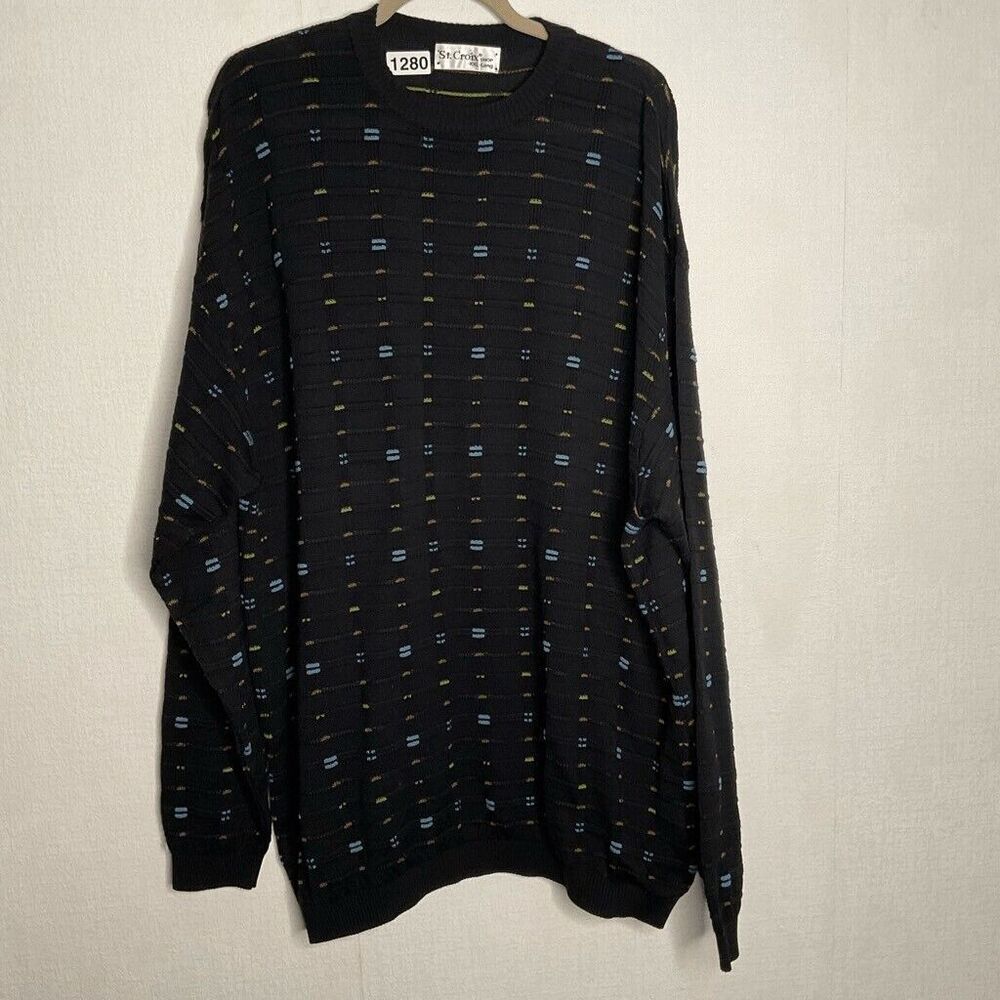 Vintage St. Croix Shop Black Long Sleeve Crewneck‎ Sweater Men Size XXL Long
